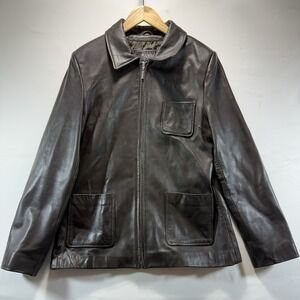 Wilsons Leather Pelle Studio Jacket Mens Size L Brown Motorcycle Insulated Liner